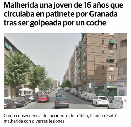 Atropello con patinete en granada