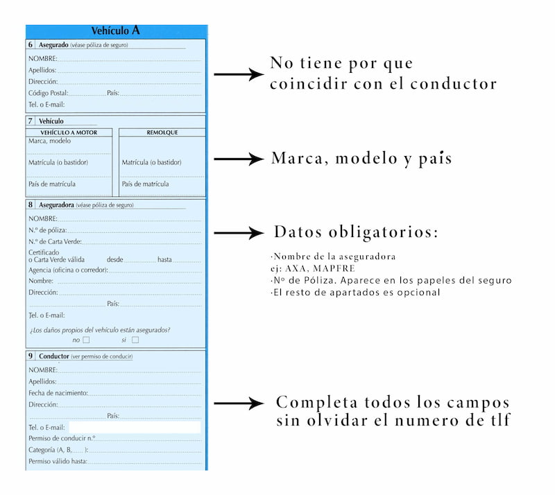como rellenar un parte amistoso de trafico